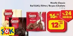 NESTLE CLASSİC BOL SÜTLÜ/BİTTER/BEYAZ ÇİKOLATA 60 G